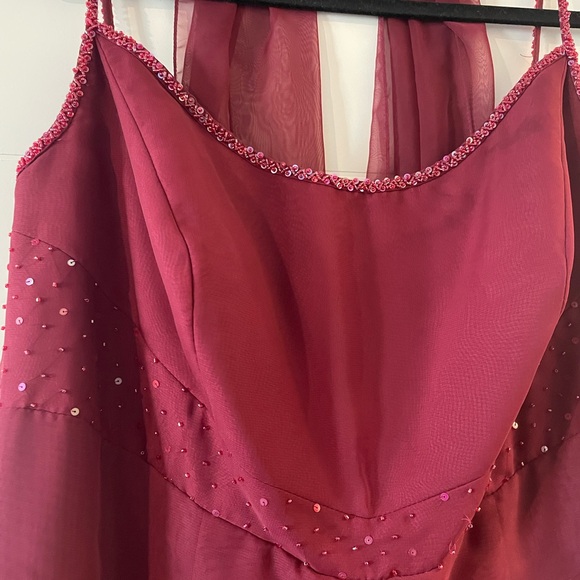 Wine Red Beaded Maxi Dress - Picture 2 of 5